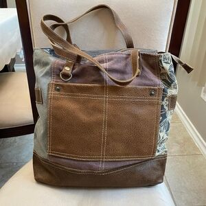 Myra Bag Leather and Canvas Tote